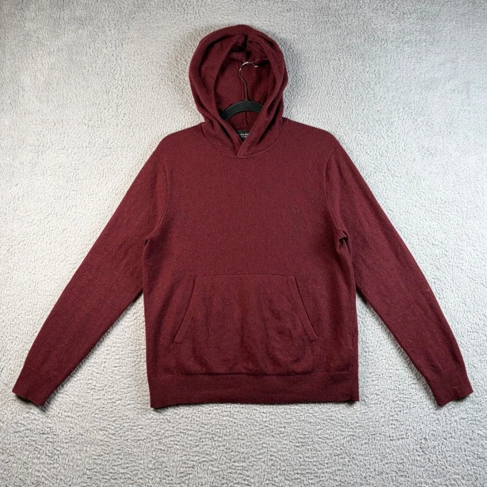 Banana Republic 100% Cashmere Hoodie Mens M Sweater Burgundy Quiet Luxury Preppy
